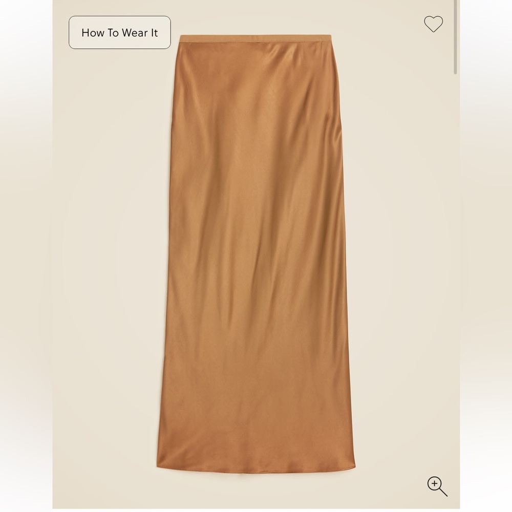 NWT J.Crew Gwyneth slip skirt in viscose charmeuse, Desert Khaki, Small Tall